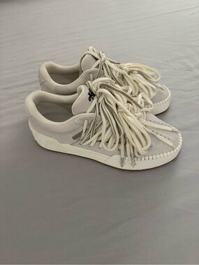 Men's Cream Suede Sneakers with Multi-Lace Detail